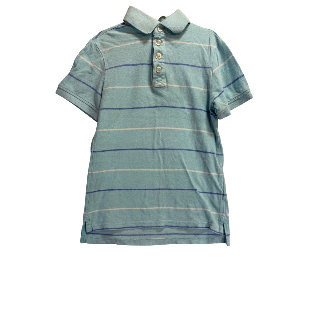 J Khaki Boys Blue Striped Short Sleeve Cotton Pique Polo Shirt Size Small S